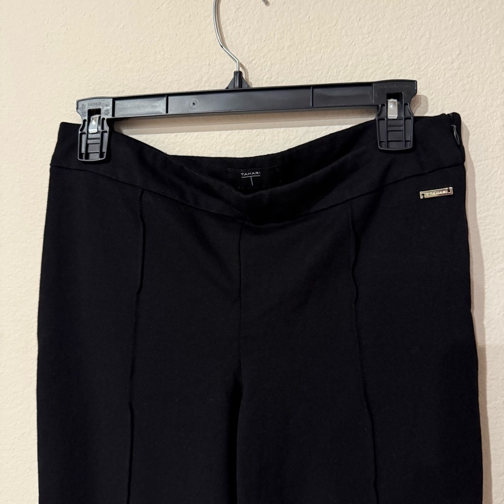 T Tahari Flat Front Pants Solid Stretch Ponte Wid… - image 2